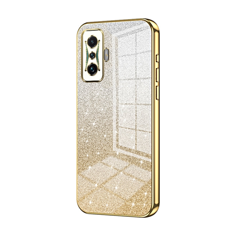 For Xiaomi Redmi K50 Gaming / Poco F4 GT Gradient Glitter Powder Electroplated Phone Case(Gold) - Xiaomi Cases by PMC Jewellery | Online Shopping South Africa | PMC Jewellery | Buy Now Pay Later Mobicred