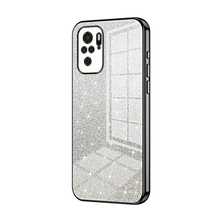 For Xiaomi Redmi Note 10/Note 10S Gradient Glitter Powder Electroplated Phone Case(Black) - Xiaomi Cases by PMC Jewellery | Online Shopping South Africa | PMC Jewellery | Buy Now Pay Later Mobicred