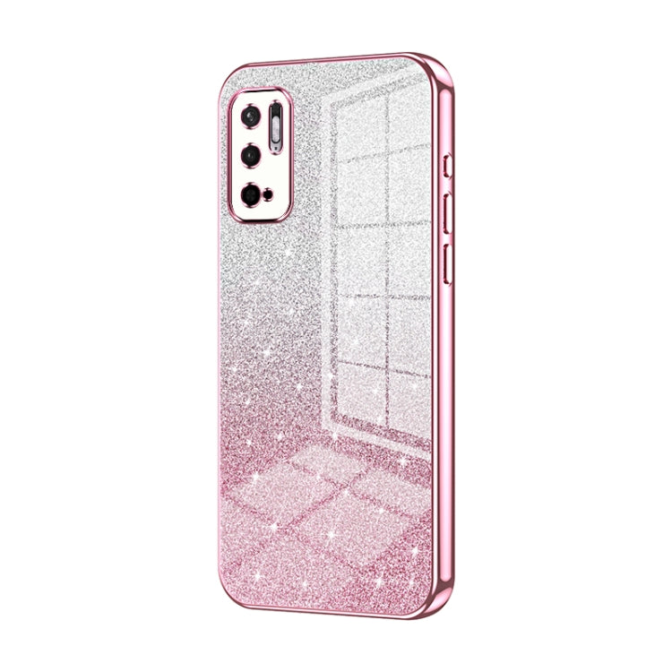 For Xiaomi Redmi Note 10 5G / Note 10T 5G Gradient Glitter Powder Electroplated Phone Case(Pink) - Xiaomi Cases by PMC Jewellery | Online Shopping South Africa | PMC Jewellery | Buy Now Pay Later Mobicred