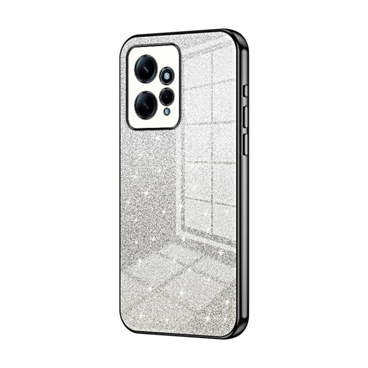 For Xiaomi Redmi Note 12 4G Gradient Glitter Powder Electroplated Phone Case(Black) - Xiaomi Cases by PMC Jewellery | Online Shopping South Africa | PMC Jewellery | Buy Now Pay Later Mobicred