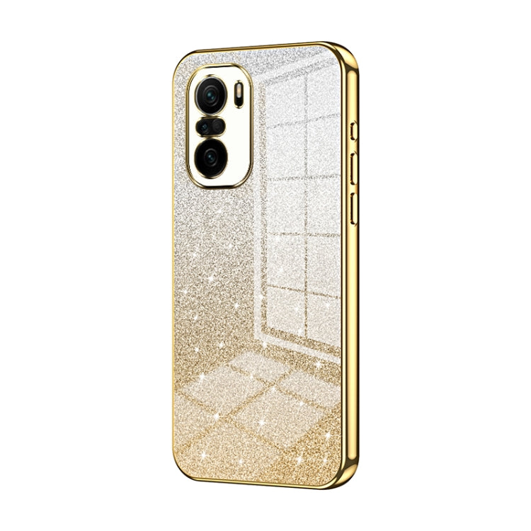 For Xiaomi Redmi K40 / K40 Pro / K40 Pro+ Gradient Glitter Powder Electroplated Phone Case(Gold) - Xiaomi Cases by PMC Jewellery | Online Shopping South Africa | PMC Jewellery | Buy Now Pay Later Mobicred