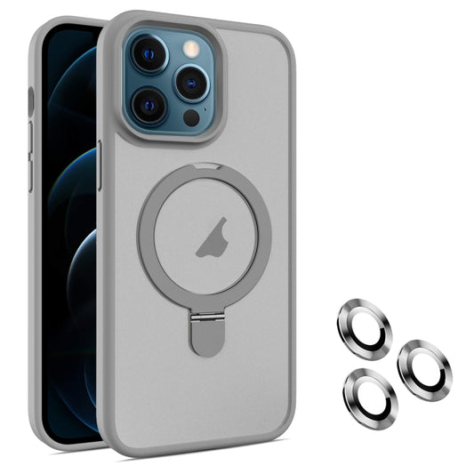 For iPhone 12 Pro Max MagSafe Magnetic Holder Phone Case(Grey) - iPhone 12 Pro Max Cases by PMC Jewellery | Online Shopping South Africa | PMC Jewellery