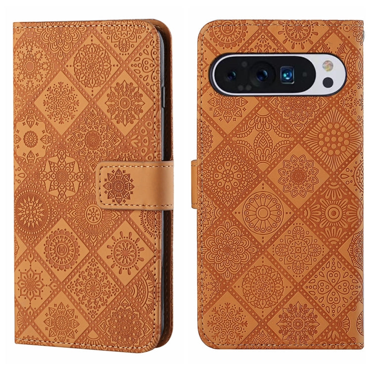 For Google Pixel 9 Pro XL Ethnic Style Embossed Pattern Leather Phone Case(Brown) - Google Cases by PMC Jewellery | Online Shopping South Africa | PMC Jewellery | Buy Now Pay Later Mobicred