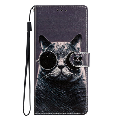 For Blackview A53 Pro Colored Drawing Leather Phone Case(Sunglasses Cat) - More Brand by PMC Jewellery | Online Shopping South Africa | PMC Jewellery | Buy Now Pay Later Mobicred