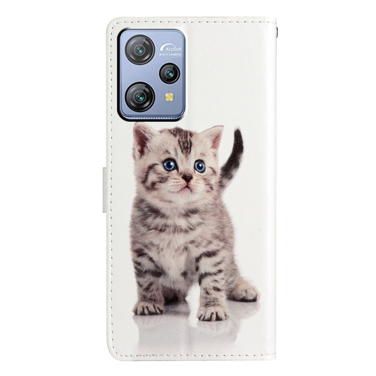 For Blackview A53 Pro Colored Drawing Leather Phone Case(Little Tabby Cat) - More Brand by PMC Jewellery | Online Shopping South Africa | PMC Jewellery | Buy Now Pay Later Mobicred