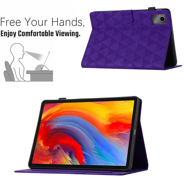 For Lenovo Tab M11/Xiaoxin Pad 11 2024 Diamond Texture Embossed Leather Smart Tablet Case(Purple) - Lenovo by PMC Jewellery | Online Shopping South Africa | PMC Jewellery | Buy Now Pay Later Mobicred