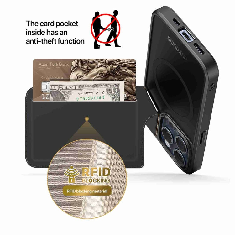 For iPhone 15 Pro DUX DUCIS Rafi II Series MagSafe Magnetic Holder RFID Phone Case(Black) - iPhone 15 Pro Cases by DUX DUCIS | Online Shopping South Africa | PMC Jewellery | Buy Now Pay Later Mobicred