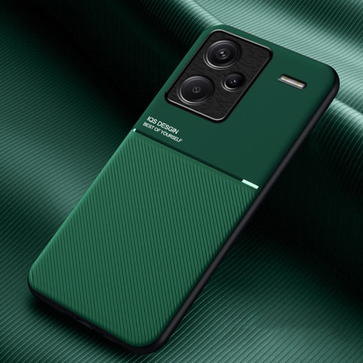 For Xiaomi Redmi Note 13 Pro+ 5G Classic Tilt Strip Grain Magnetic Shockproof PC + TPU Phone Case(Green) - Note 13 Pro+ Cases by PMC Jewellery | Online Shopping South Africa | PMC Jewellery