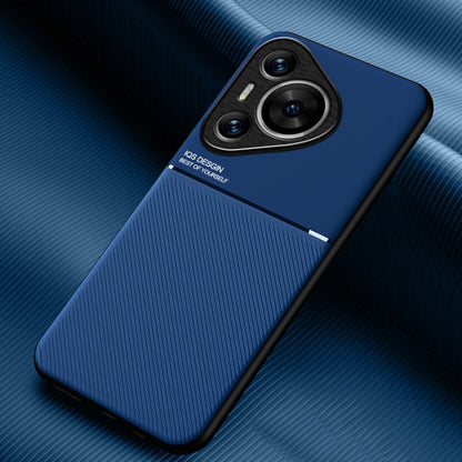 For Huawei Pura 70 Classic Tilt Strip Grain Magnetic PC Hybrid TPU Phone Case(Blue) - Huawei Cases by PMC Jewellery | Online Shopping South Africa | PMC Jewellery | Buy Now Pay Later Mobicred