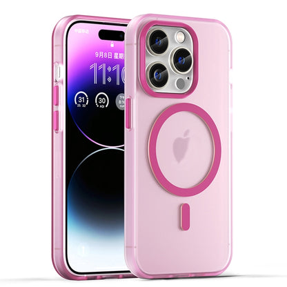 For iPhone 14 Pro MagSafe Frosted Translucent TPU + PC Full Coverage Phone Case(Pink) - iPhone 14 Pro Cases by PMC Jewellery | Online Shopping South Africa | PMC Jewellery