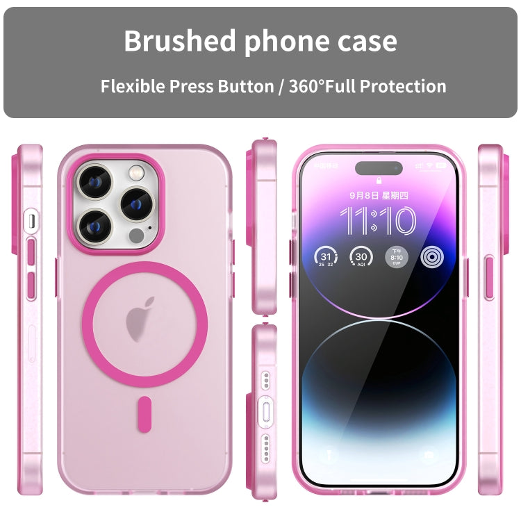 For iPhone 14 Pro MagSafe Frosted Translucent TPU + PC Full Coverage Phone Case(Pink) - iPhone 14 Pro Cases by PMC Jewellery | Online Shopping South Africa | PMC Jewellery