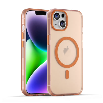 For iPhone 14 Plus MagSafe Frosted Translucent TPU + PC Full Coverage Phone Case(Orange) - iPhone 14 Plus Cases by PMC Jewellery | Online Shopping South Africa | PMC Jewellery