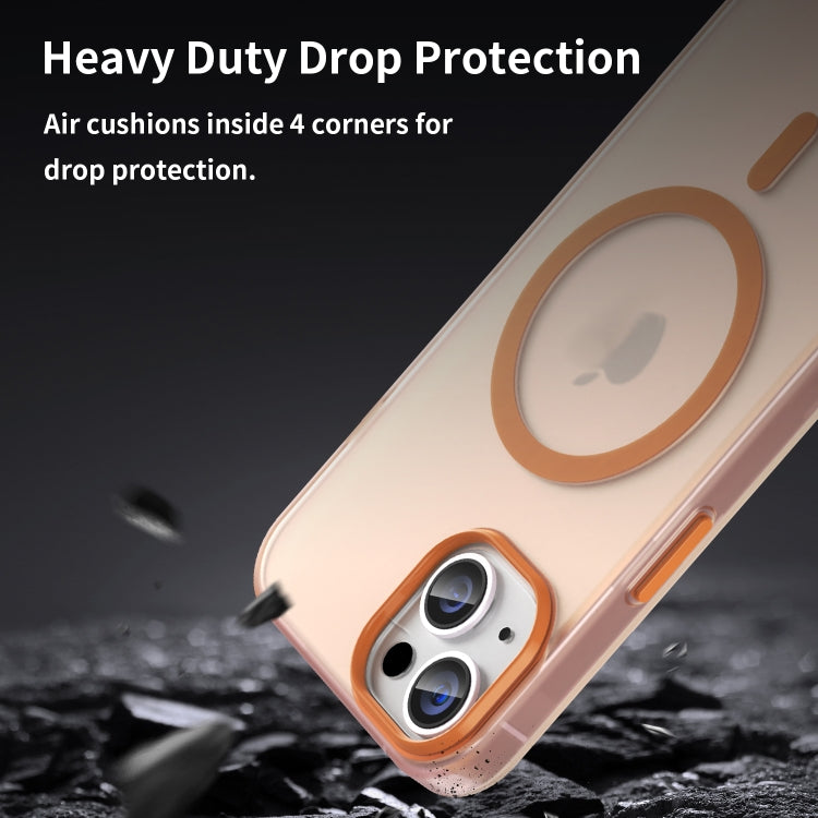 For iPhone 14 Plus MagSafe Frosted Translucent TPU + PC Full Coverage Phone Case(Orange) - iPhone 14 Plus Cases by PMC Jewellery | Online Shopping South Africa | PMC Jewellery