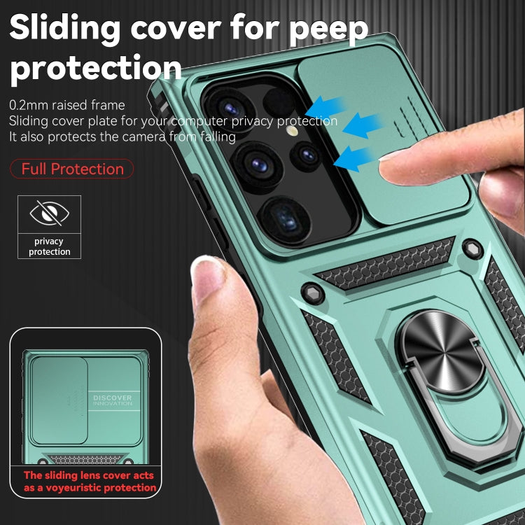 For Samsung Galaxy S24 Ultra 5G Sliding Camshield Holder Phone Case(Dark Green) - Galaxy S24 Ultra 5G Cases by PMC Jewellery | Online Shopping South Africa | PMC Jewellery