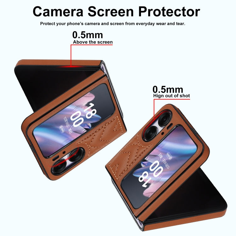 For OPPO Find N2 Flip V-shaped Folding Phone Case(Brown) - Find N2 Flip Cases by PMC Jewellery | Online Shopping South Africa | PMC Jewellery | Buy Now Pay Later Mobicred