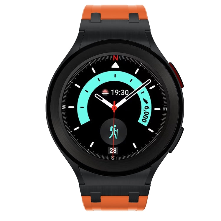 For Samsung Galaxy watch 4 / 5 / 6 AP Series Liquid Silicone Watch Band(Black Orange) - Watch Bands by PMC Jewellery | Online Shopping South Africa | PMC Jewellery