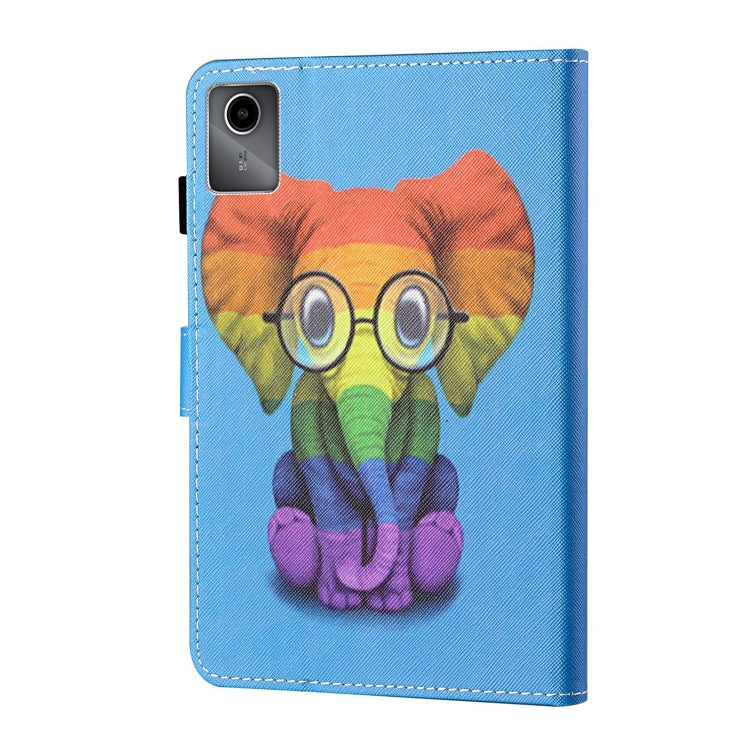 For Lenovo Tab M11/ Xiaoxin Pad 11 2024 Coloured Drawing Stitching Smart Leather Tablet Case(Colorful Elephant) - Lenovo by PMC Jewellery | Online Shopping South Africa | PMC Jewellery | Buy Now Pay Later Mobicred