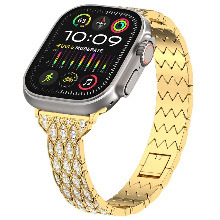 For Apple Watch Ultra 49mm Devil Eye Diamond Bracelet Metal Watch Band(Gold) - Watch Bands by PMC Jewellery | Online Shopping South Africa | PMC Jewellery