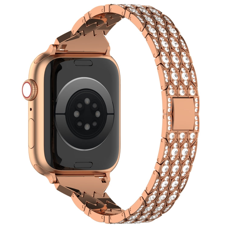 For Apple Watch SE 2022 40mm Devil Eye Diamond Bracelet Metal Watch Band(Rose Gold) - Watch Bands by PMC Jewellery | Online Shopping South Africa | PMC Jewellery