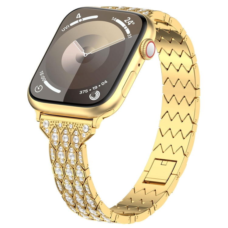 For Apple Watch SE 44mm Devil Eye Diamond Bracelet Metal Watch Band(Gold) - Watch Bands by PMC Jewellery | Online Shopping South Africa | PMC Jewellery