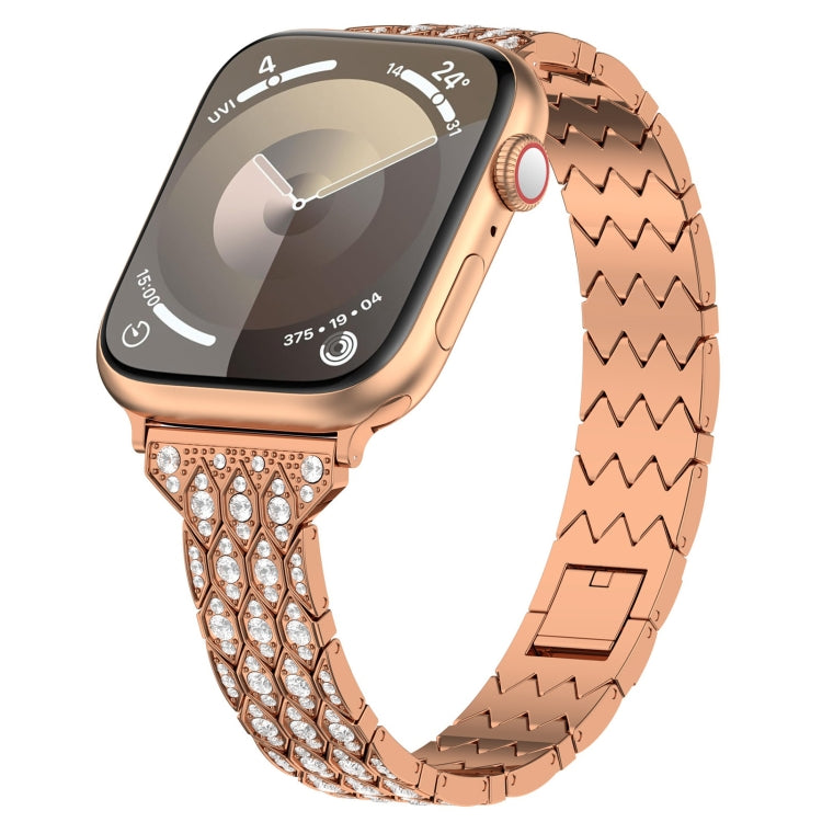 For Apple Watch Series 3 38mm Devil Eye Diamond Bracelet Metal Watch Band(Rose Gold) - Watch Bands by PMC Jewellery | Online Shopping South Africa | PMC Jewellery