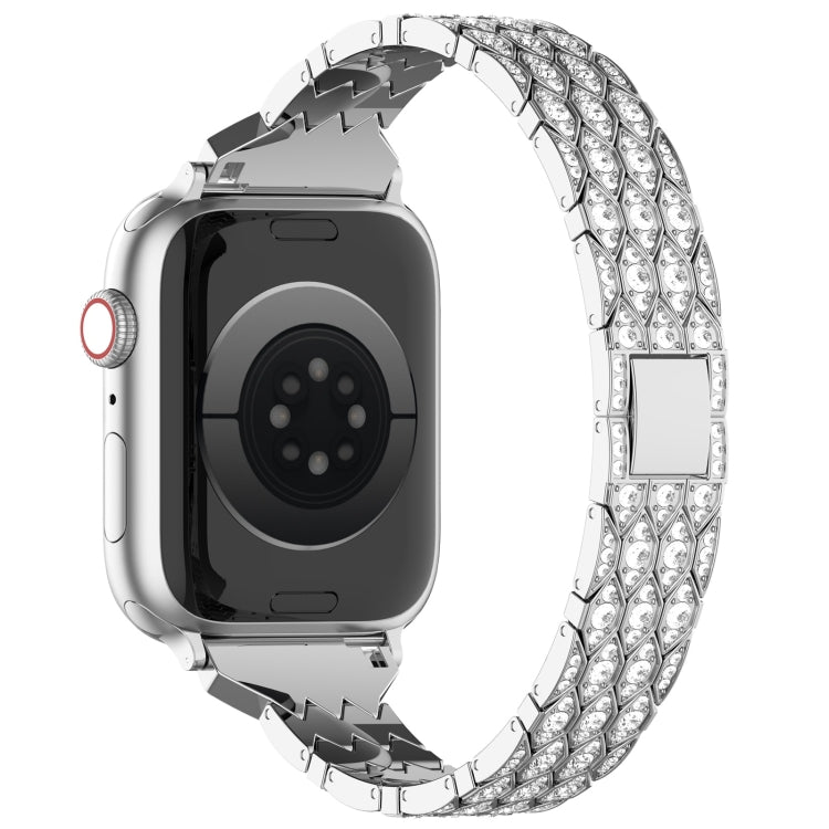 For Apple Watch 38mm Devil Eye Diamond Bracelet Metal Watch Band(Silver) - Watch Bands by PMC Jewellery | Online Shopping South Africa | PMC Jewellery