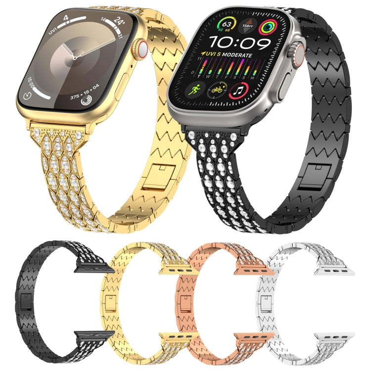 For Apple Watch SE 2023 40mm Devil Eye Diamond Bracelet Metal Watch Band(Gold) - Watch Bands by PMC Jewellery | Online Shopping South Africa | PMC Jewellery