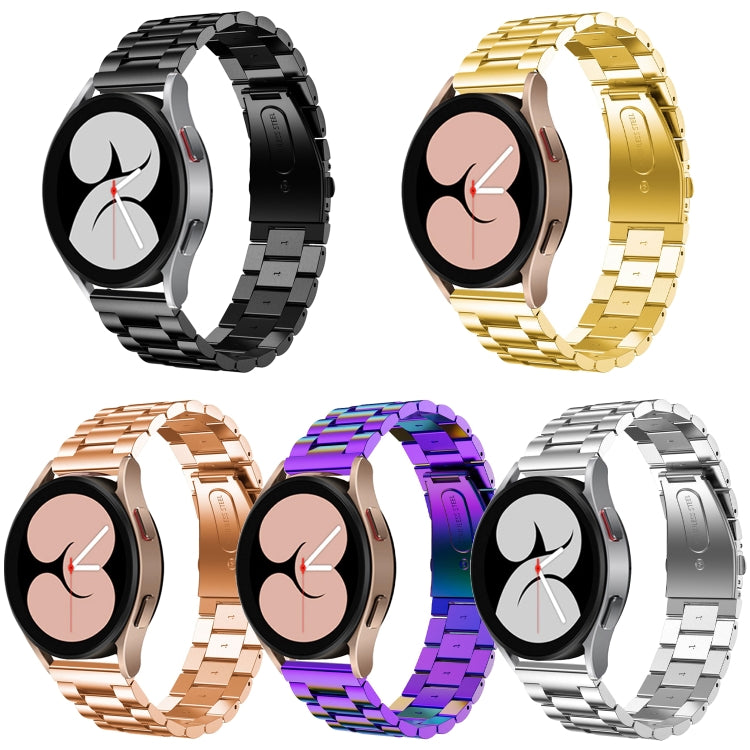 For Samsung Galaxy Watch6 / 6 Classic Flat Head Three-bead Stainless Steel Watch Band(Colorful) - Watch Bands by PMC Jewellery | Online Shopping South Africa | PMC Jewellery