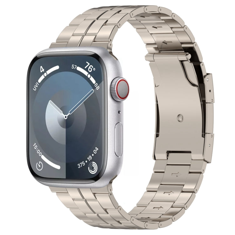 For Apple Watch Series 9 41mm Tortoise Buckle Titanium Steel Watch Band(Starlight) - Watch Bands by PMC Jewellery | Online Shopping South Africa | PMC Jewellery