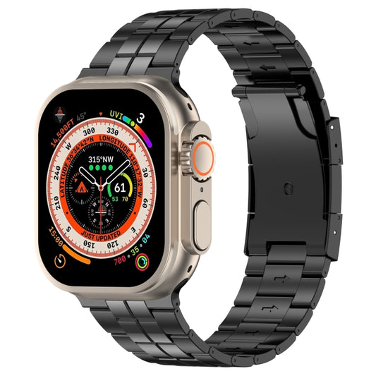 For Apple Watch Ultra 49mm Tortoise Buckle Titanium Steel Watch Band(Black) - Watch Bands by PMC Jewellery | Online Shopping South Africa | PMC Jewellery