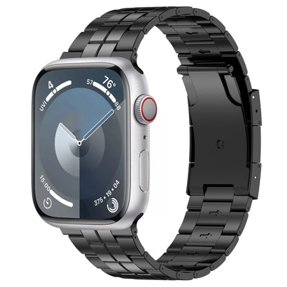 For Apple Watch SE 2022 44mm Tortoise Buckle Titanium Steel Watch Band(Black) - Watch Bands by PMC Jewellery | Online Shopping South Africa | PMC Jewellery