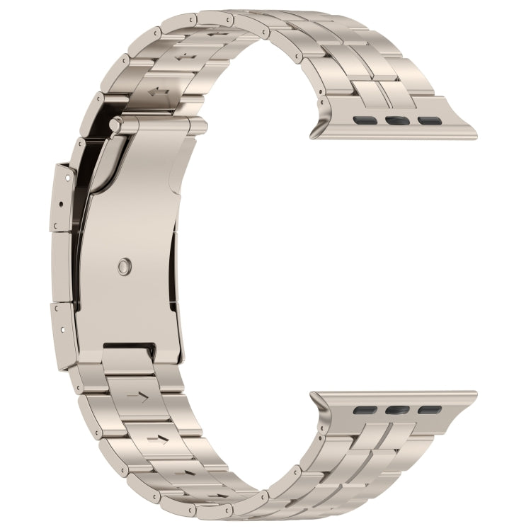 For Apple Watch SE 2022 44mm Tortoise Buckle Titanium Steel Watch Band(Starlight) - Watch Bands by PMC Jewellery | Online Shopping South Africa | PMC Jewellery