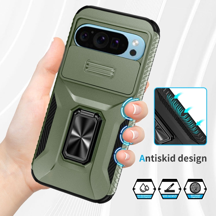 For Google Pixel 9 / Pixel 9 Pro Sliding Camshield Holder Phone Case(Alpine Green) - Google Cases by PMC Jewellery | Online Shopping South Africa | PMC Jewellery | Buy Now Pay Later Mobicred