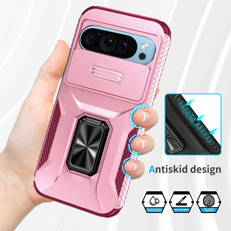 For Google Pixel 9 / Pixel 9 Pro Sliding Camshield Holder Phone Case(Pink + Rose Red) - Google Cases by PMC Jewellery | Online Shopping South Africa | PMC Jewellery | Buy Now Pay Later Mobicred