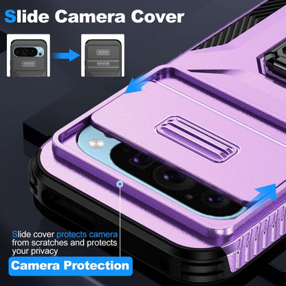 For Google Pixel 9 / Pixel 9 Pro Sliding Camshield Holder Phone Case(Purple) - Google Cases by PMC Jewellery | Online Shopping South Africa | PMC Jewellery | Buy Now Pay Later Mobicred