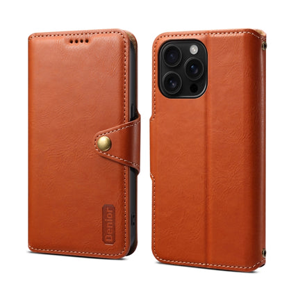 For iPhone 16 Pro Max Denior Cowhide Texture Wallet Style Leather Phone Case(Brown) - iPhone 16 Pro Max Cases by Denior | Online Shopping South Africa | PMC Jewellery | Buy Now Pay Later Mobicred