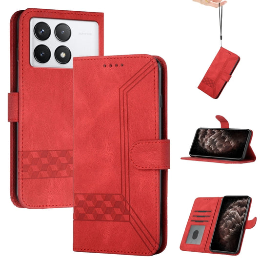 For Xiaomi Redmi K70 Cubic Skin Feel Flip Leather Phone Case(Red) - K70 Cases by PMC Jewellery | Online Shopping South Africa | PMC Jewellery | Buy Now Pay Later Mobicred