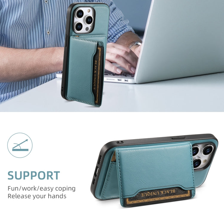 For iPhone 15 Pro Max Denior Cowhide Texture Leather MagSafe Detachable Wallet Phone Case(Blue) - iPhone 15 Pro Max Cases by Denior | Online Shopping South Africa | PMC Jewellery | Buy Now Pay Later Mobicred