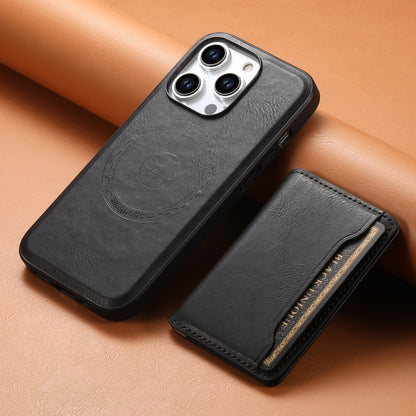 For iPhone 15 Pro Max Denior Cowhide Texture Leather MagSafe Detachable Wallet Phone Case(Black) - iPhone 15 Pro Max Cases by Denior | Online Shopping South Africa | PMC Jewellery | Buy Now Pay Later Mobicred