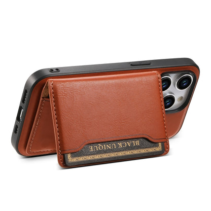 For iPhone 15 Pro Max Denior Cowhide Texture Leather MagSafe Detachable Wallet Phone Case(Brown) - iPhone 15 Pro Max Cases by Denior | Online Shopping South Africa | PMC Jewellery | Buy Now Pay Later Mobicred