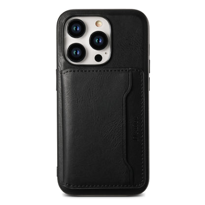 For iPhone 14 Plus Denior Cowhide Texture Leather MagSafe Detachable Wallet Phone Case(Black) - iPhone 14 Plus Cases by Denior | Online Shopping South Africa | PMC Jewellery | Buy Now Pay Later Mobicred