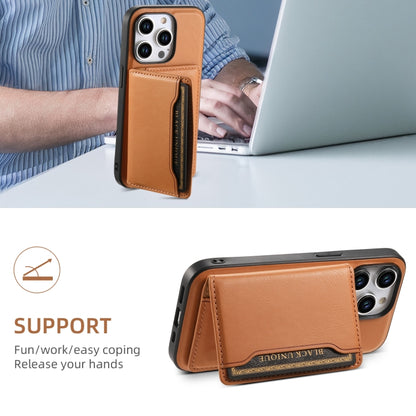 For iPhone 14 Plus Denior Cowhide Texture Leather MagSafe Detachable Wallet Phone Case(Khaki) - iPhone 14 Plus Cases by Denior | Online Shopping South Africa | PMC Jewellery | Buy Now Pay Later Mobicred