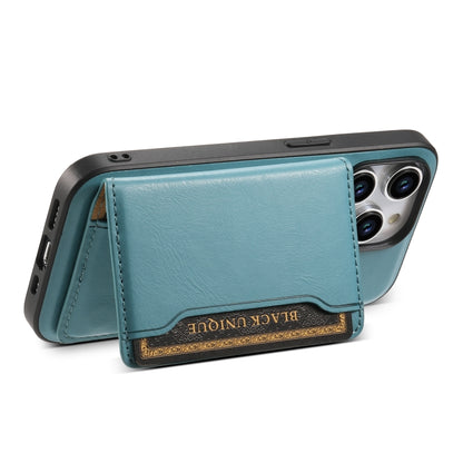 For iPhone 14 Pro Denior Cowhide Texture Leather MagSafe Detachable Wallet Phone Case(Blue) - iPhone 14 Pro Cases by Denior | Online Shopping South Africa | PMC Jewellery | Buy Now Pay Later Mobicred