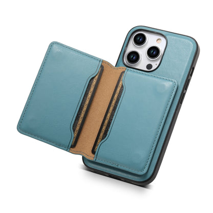 For iPhone 14 Pro Denior Cowhide Texture Leather MagSafe Detachable Wallet Phone Case(Blue) - iPhone 14 Pro Cases by Denior | Online Shopping South Africa | PMC Jewellery | Buy Now Pay Later Mobicred