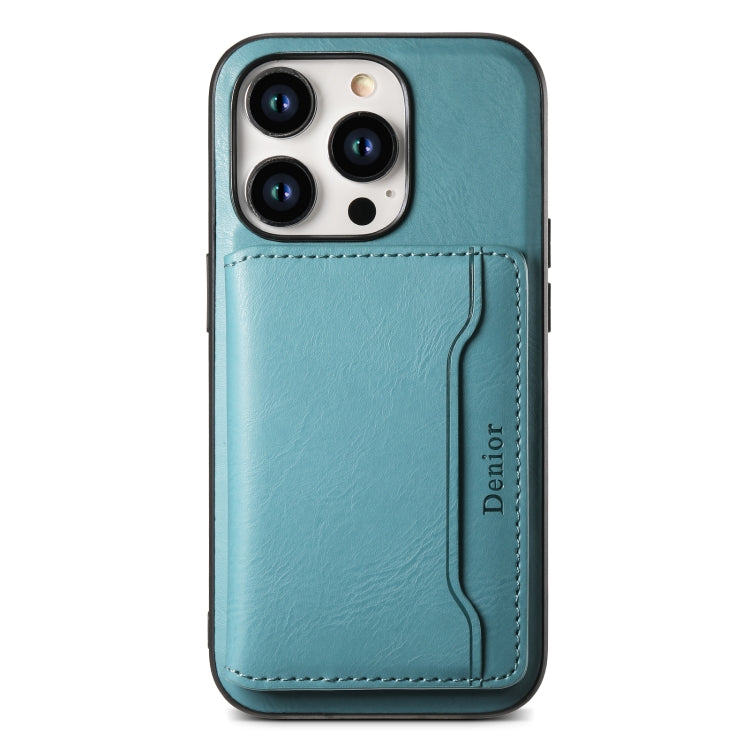 For iPhone 13 Pro Denior Cowhide Texture Leather MagSafe Detachable Wallet Phone Case(Blue) - iPhone 13 Pro Cases by Denior | Online Shopping South Africa | PMC Jewellery | Buy Now Pay Later Mobicred