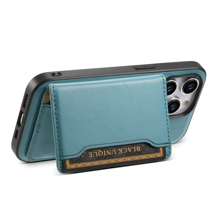 For iPhone 13 Pro Denior Cowhide Texture Leather MagSafe Detachable Wallet Phone Case(Blue) - iPhone 13 Pro Cases by Denior | Online Shopping South Africa | PMC Jewellery | Buy Now Pay Later Mobicred