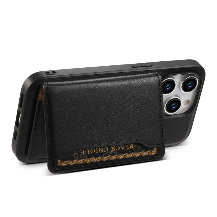 For iPhone 13 Denior Cowhide Texture Leather MagSafe Detachable Wallet Phone Case(Black) - iPhone 13 Cases by Denior | Online Shopping South Africa | PMC Jewellery | Buy Now Pay Later Mobicred