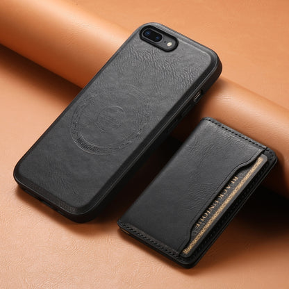 For iPhone 8 Plus/7 Plus Denior Cowhide Texture Leather MagSafe Detachable Wallet Phone Case(Black) - More iPhone Cases by Denior | Online Shopping South Africa | PMC Jewellery | Buy Now Pay Later Mobicred