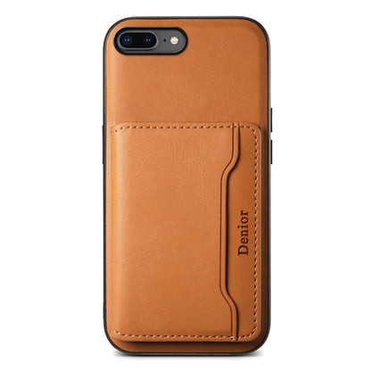 For iPhone 8 Plus/7 Plus Denior Cowhide Texture Leather MagSafe Detachable Wallet Phone Case(Khaki) - More iPhone Cases by Denior | Online Shopping South Africa | PMC Jewellery | Buy Now Pay Later Mobicred