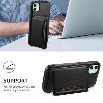 For iPhone 11 Denior Cowhide Texture Leather MagSafe Detachable Wallet Phone Case(Black) - iPhone 11 Cases by Denior | Online Shopping South Africa | PMC Jewellery | Buy Now Pay Later Mobicred